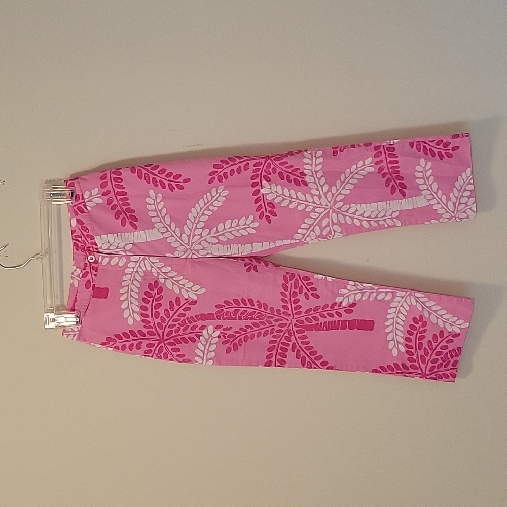 LILLY PULITZER Cropped Pink White Print Pants Size 2